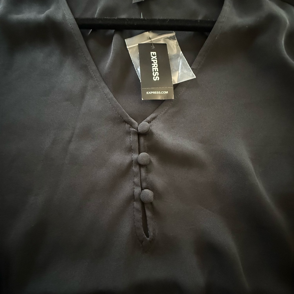 Express Black Sleeveless Blouse with Mandarin Collar